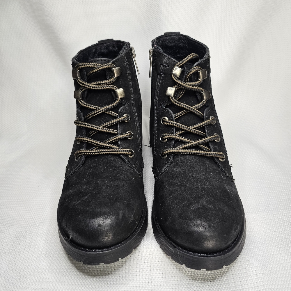 Steve Madden"Gobbin" Black Leather Ankle Boot With Block Heel-Size: 6.5 - Picture 3 of 7